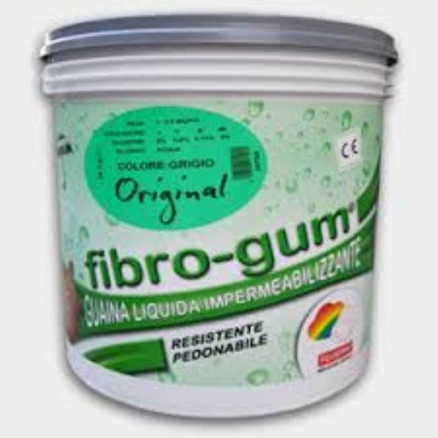 Guaina liquida fibro-gum impermeabilizzante resistente pedonabile colore grigio Kg.5 Liquiplast